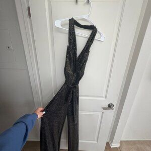 Black Sequin Slink Jumpsuit